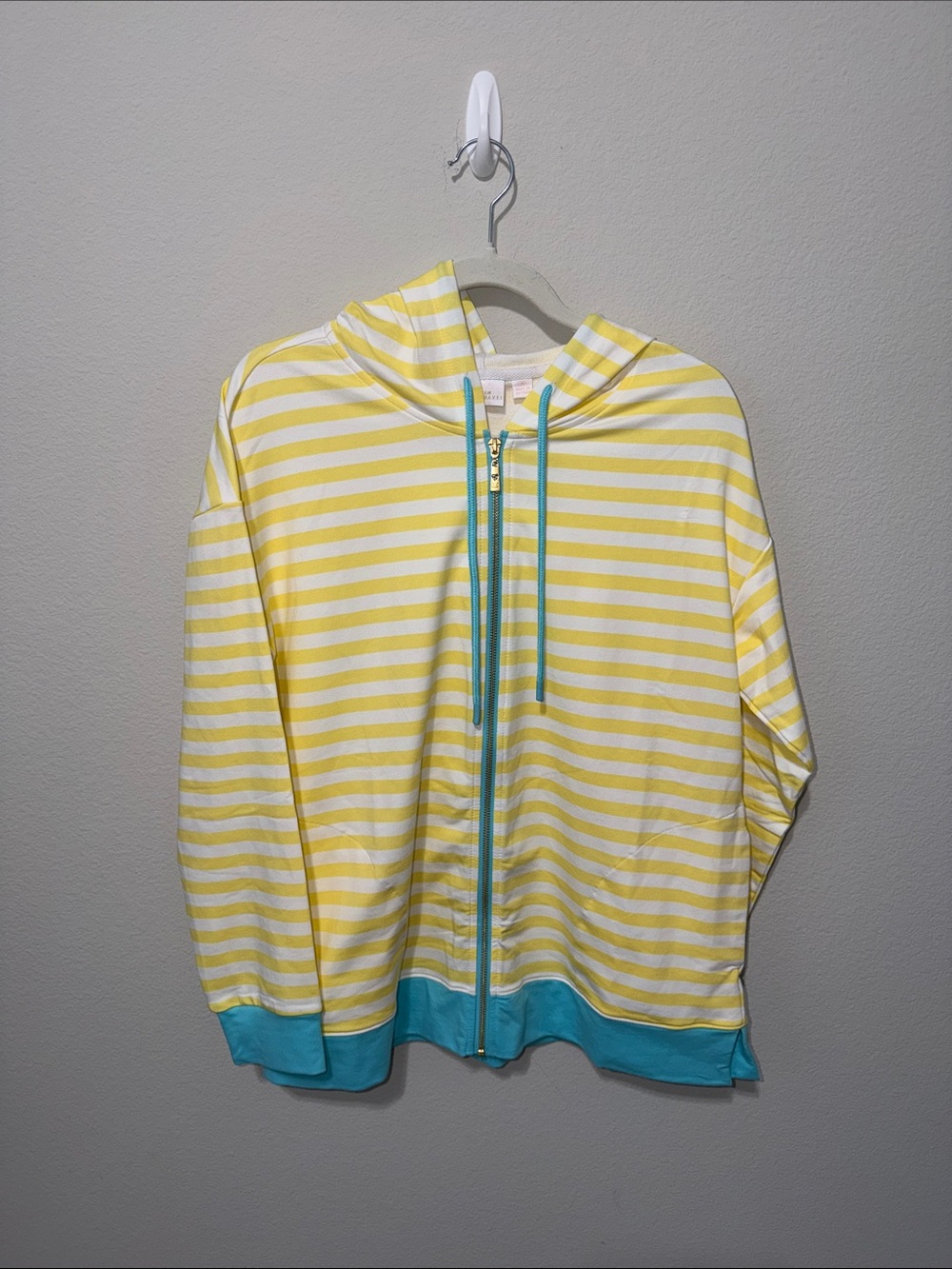 Belle by Kim Gravel lightweight  Striped Zip Hoodie